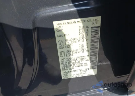 2015 Nissan Frontier Sv z USA, uszkodzony, nr VIN 1N6AD0ER7FN751153